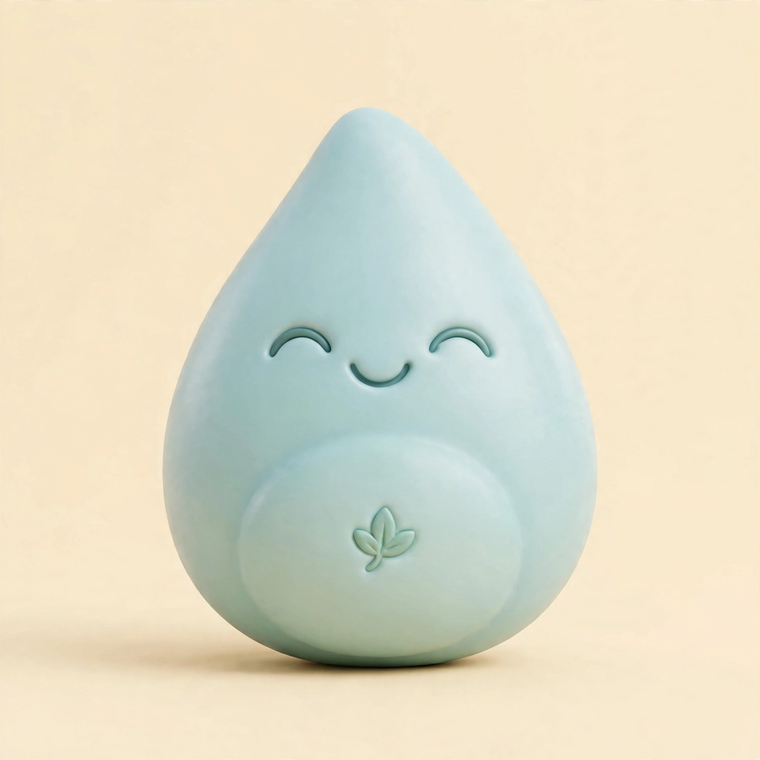 Dewdrop, an aqua clay dewdrop character