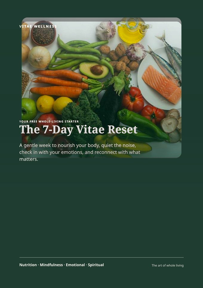 Cover of The 7-Day Vitae Reset, a free whole-living starter guide