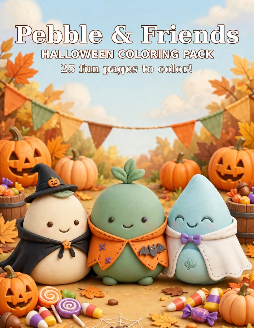 Pebble and Friends Halloween coloring pack cover