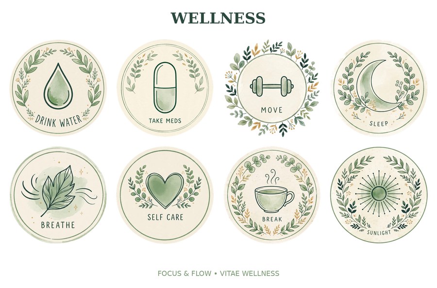 Focus and Flow printable sticker sheets