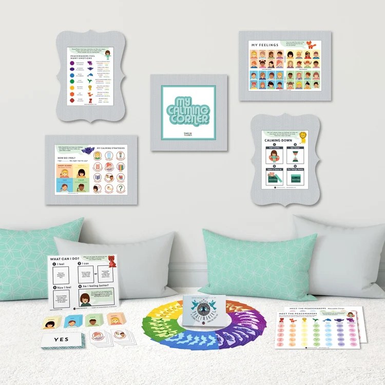 The Generation Mindful Time-In ToolKit calming corner with posters, cards, and plush