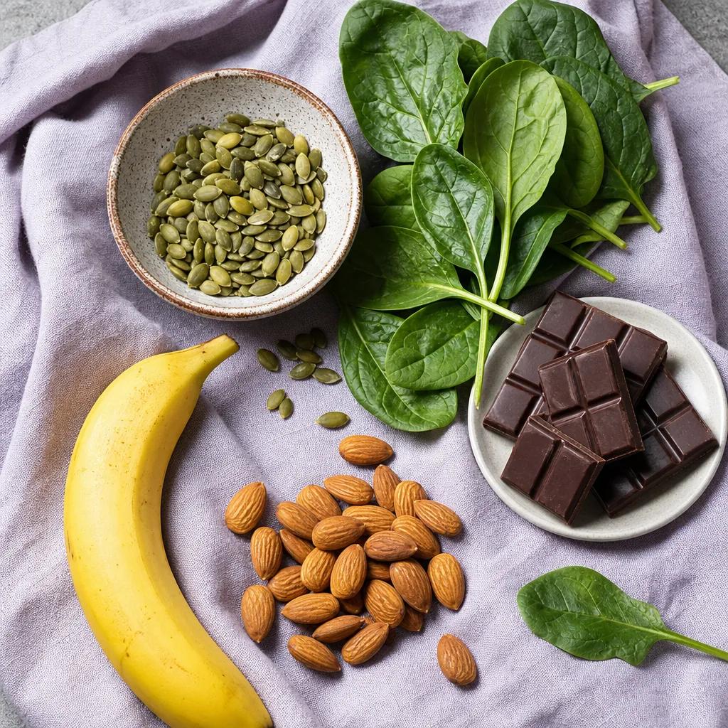 Magnesium-rich foods: nuts, seeds, and dark chocolate